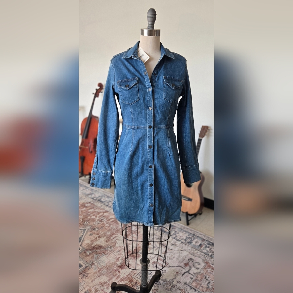 Free People Blue Denim Longline Jacket
